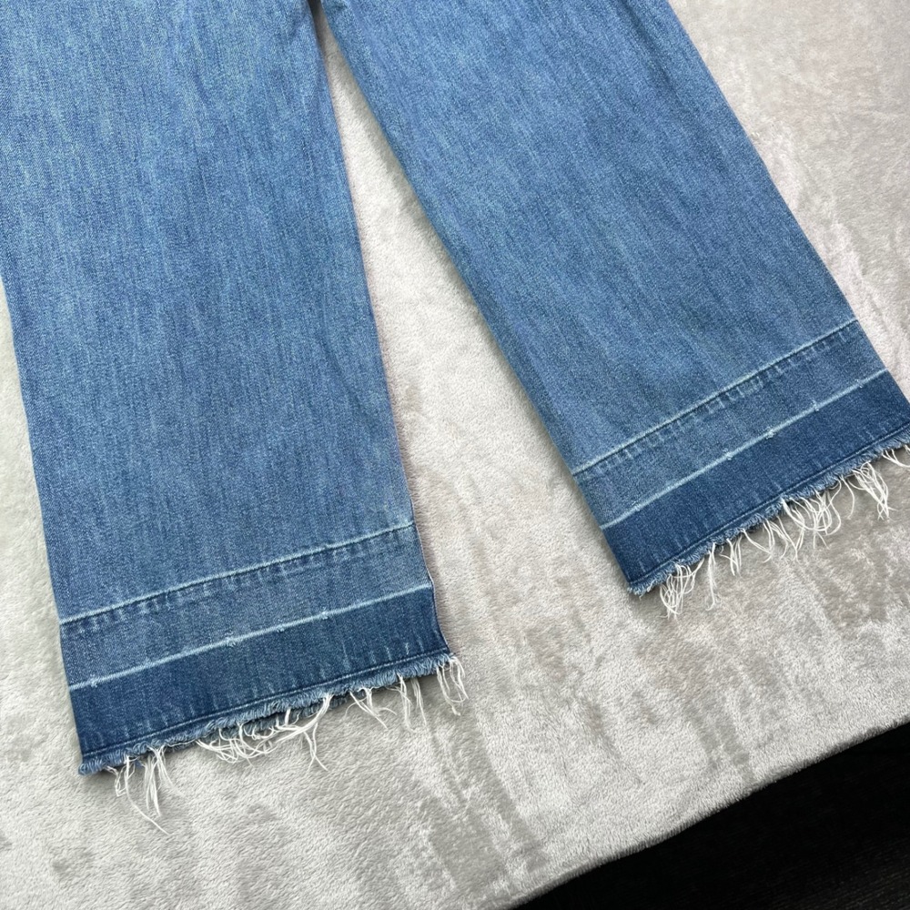 Gap 1969 Wide-Leg High Rise Jeans Womens 28 Blue Medium Wash Raw Frayed Hem - Picture 14 of 16